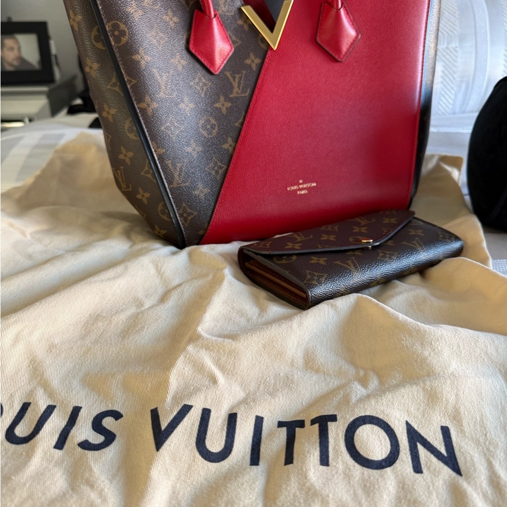 Louis Vuitton Red and Brown Tote